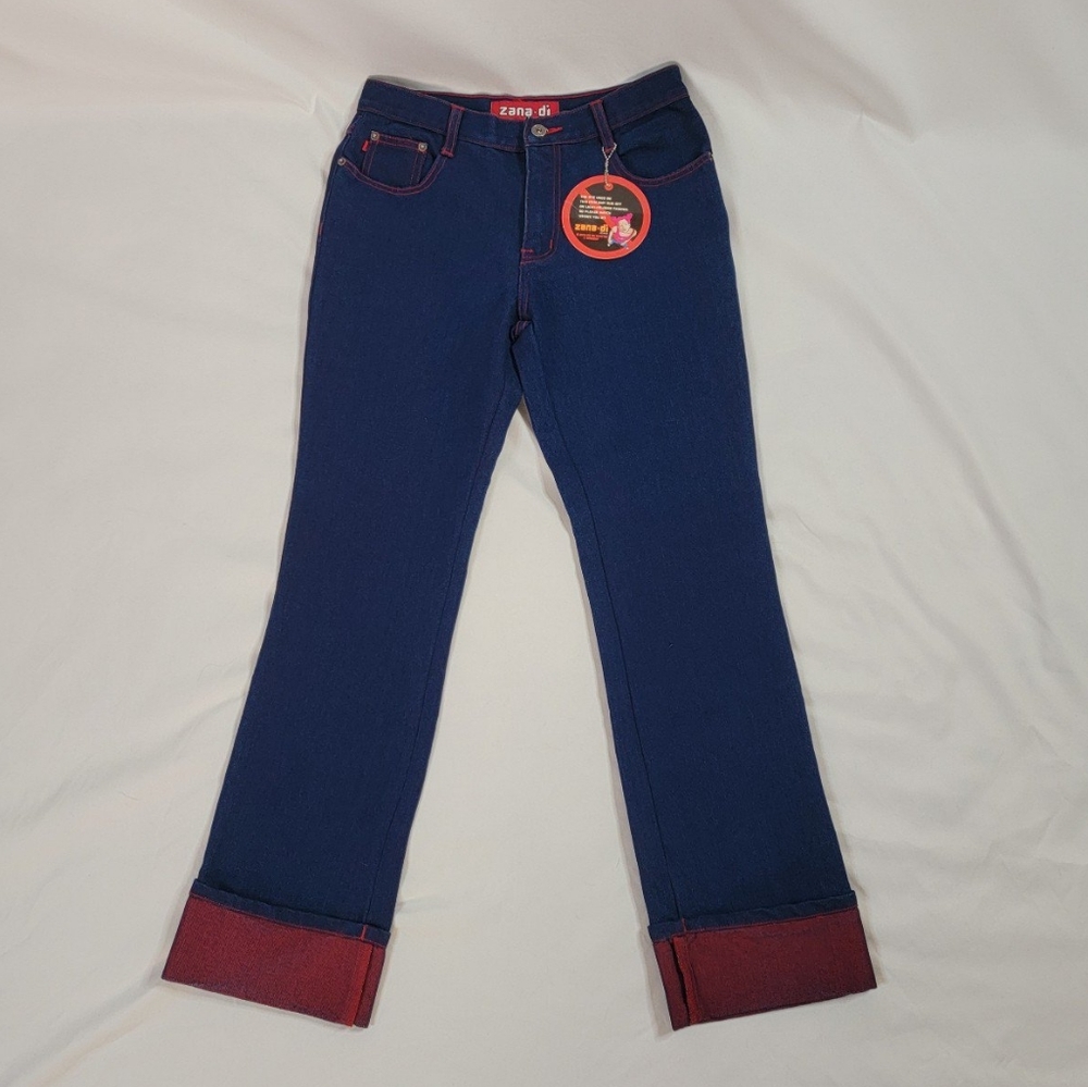 Rare Vintage Deadstock Y2k 90s Flare Red Contrast Stitch 100% Cotton Jean Sz.28"